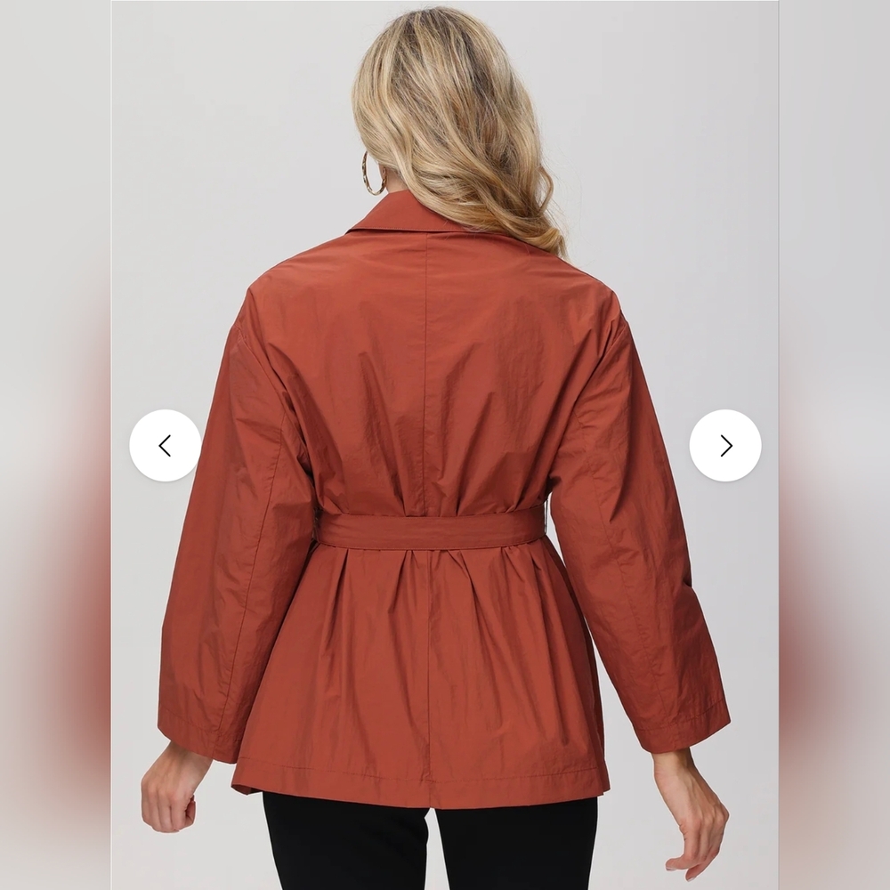 NWT Women's Belted Trench Coat in Picante rust color - Picture 2 of 4